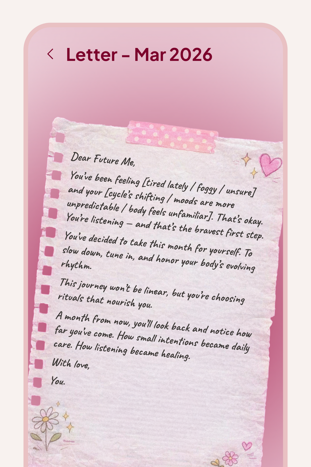 A letter that arrives when your rhythm says it is time